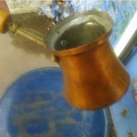 Старо българско медно калайдисано джезве, снимка 3 - Други ценни предмети - 40111519