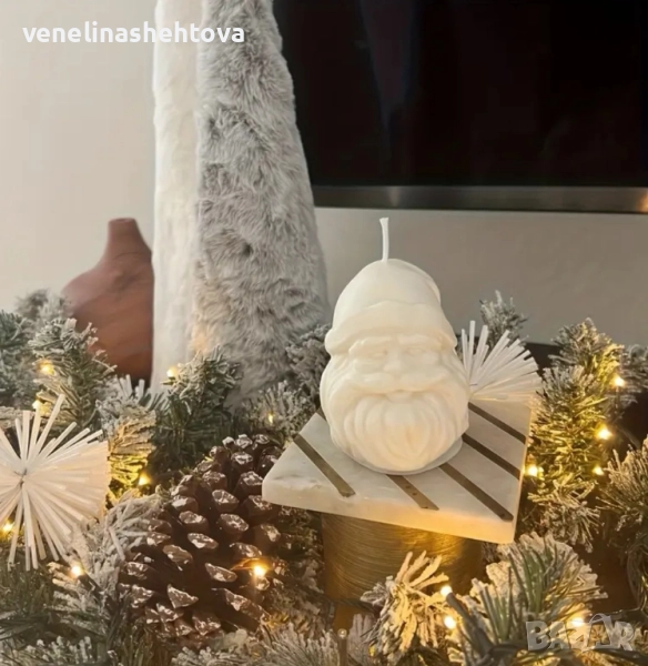 3D дядо Коледа глава силиконов молд форма свещи гипс сапун смола фондан , снимка 1