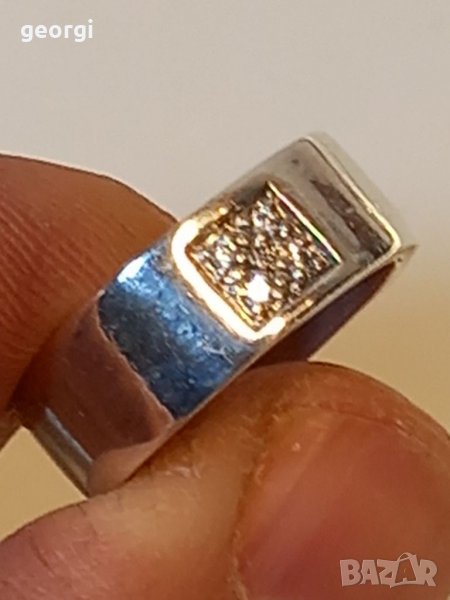 Сребърна халка с четири камъка, снимка 1