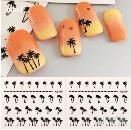 АВ348 черни палми палма татос ваденки слайдер водни стикери маникюр нокти, снимка 1