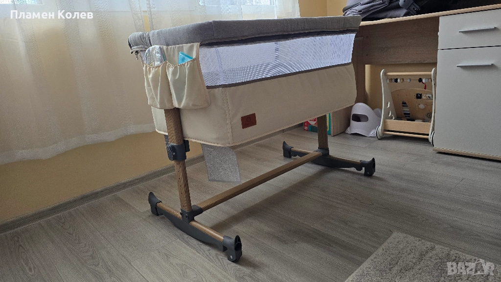 Детска кошара Co-Sleeper с люлка Lionelo Leonie, Beige Sand, снимка 1