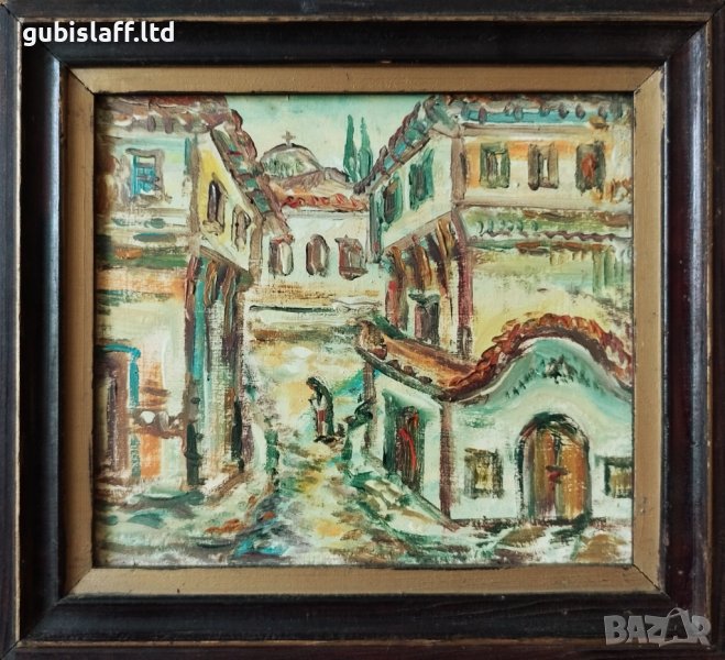 Kартина, "Изглед от Пловдив", худ. М. Михайлов, 1986 г., снимка 1