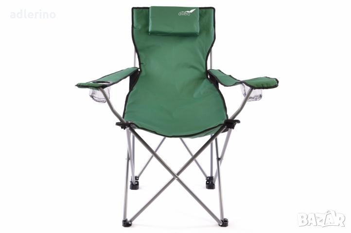 Рибарски стол, сгъваем стол, пикник стол, къмпинг стол - 1 брой, зелен - 130 кг, снимка 1