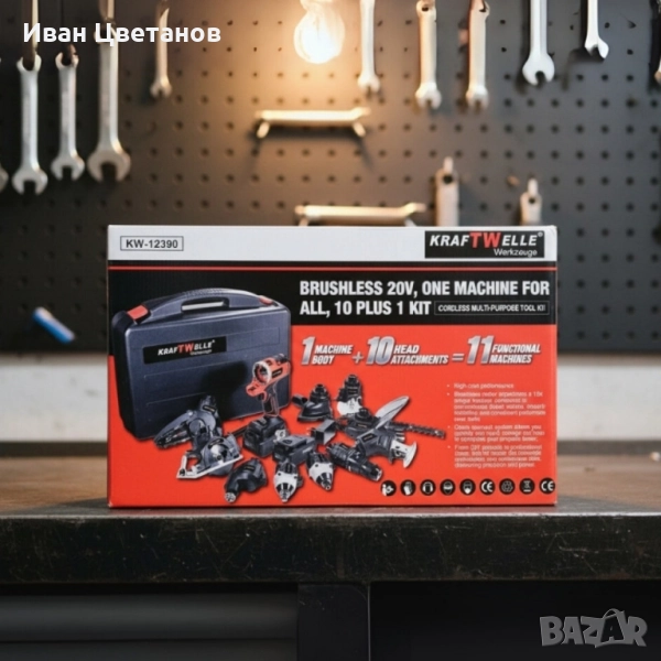 Акумулаторен мултифункционален комплект 20V безчетков 11 в 1 KRAFTWELLE KW-12390, снимка 1