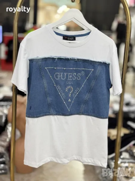 Памучни дамски тениски с деним Два цвята , снимка 1