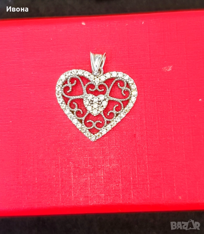 Сребърна висулка сърце, снимка 1