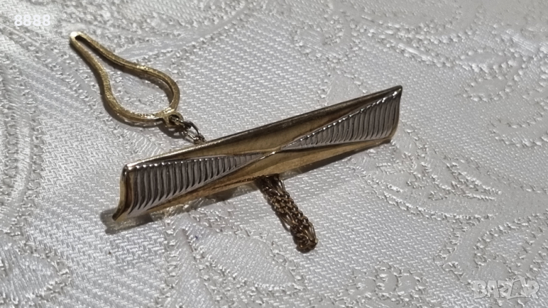 Луксозна италиянска сребърна щипка за врътовръзка , снимка 1