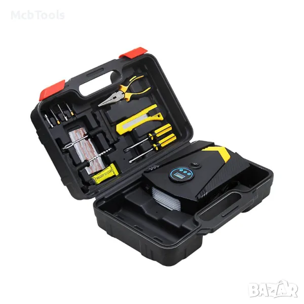 Компресор за кола дигитален в куфар с инструменти 12V, снимка 1