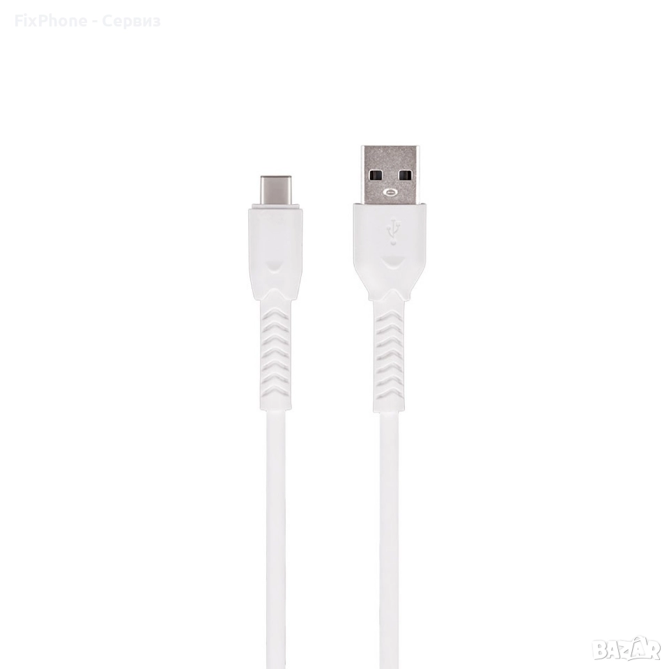 Кабел USB - USB-C, Maxlife MXUC-04 1м в кутия 3A с подсилени конектори, Бял , снимка 1