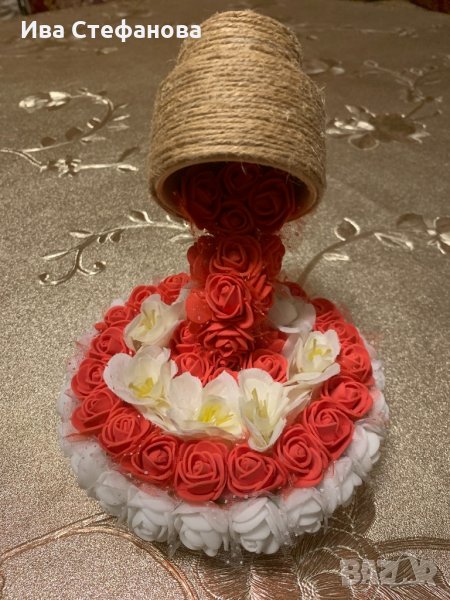 3D чаша от рози романтичен подарък за празника на влюбените Свети Валентин , снимка 1