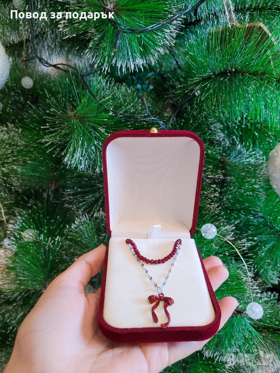 Сет от две колиета с панделка в бордо, снимка 1