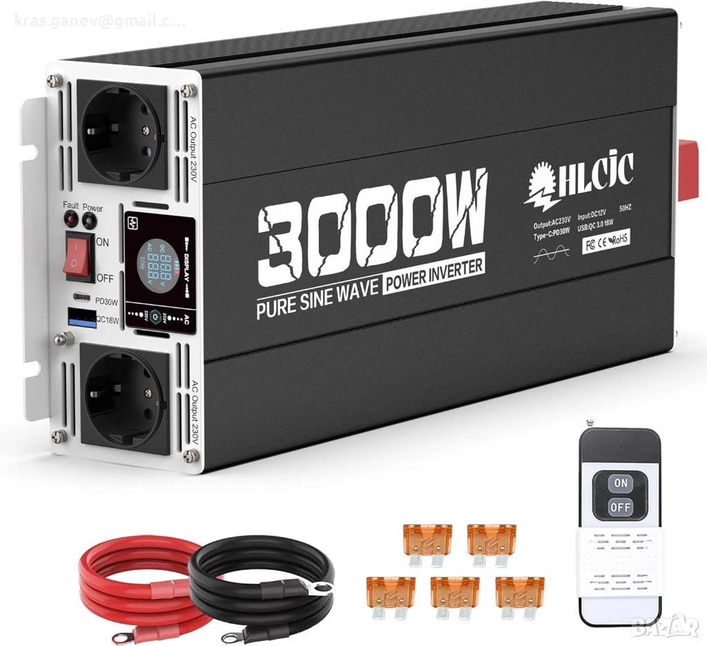 Преобразувател на напрежение 3000 W/6000 W чиста синусоида, снимка 1