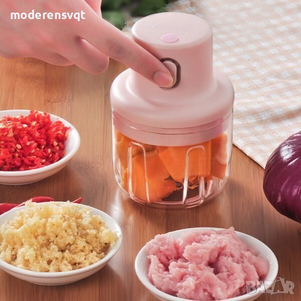 ДОМАШЕН ЕЛЕКТРИЧЕСКА БЕЗЖИЧЕН МИНИ КУХНЕНСКИ ЧОПЪР ЗА МЕСО,ЧЕСЪН ЗЕЛЕНЧУЦИ И ДР., снимка 1