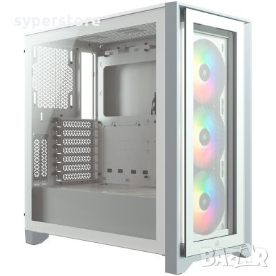 Геймърска Кутия за компютър Corsair iCUE 4000X RGB Tempered Glass CC-9011205-WW White Middle Tower, снимка 1