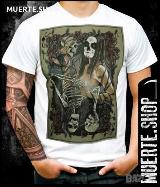Тениска с щампа QUEEN SKULL CARD, снимка 1