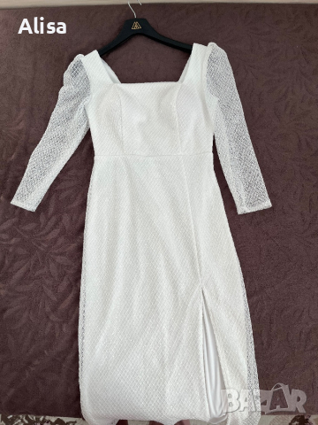 Официална бяла рокля с паети, снимка 2 - Рокли - 44514639