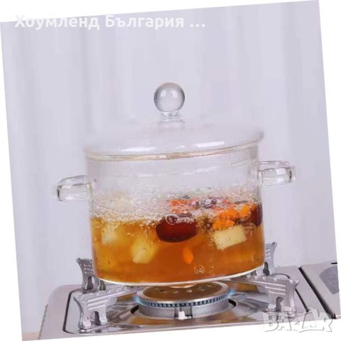 Стъклена тенджера огнеупорна от боросиликатно стъкло, снимка 2 - Прибори за хранене, готвене и сервиране - 44390082