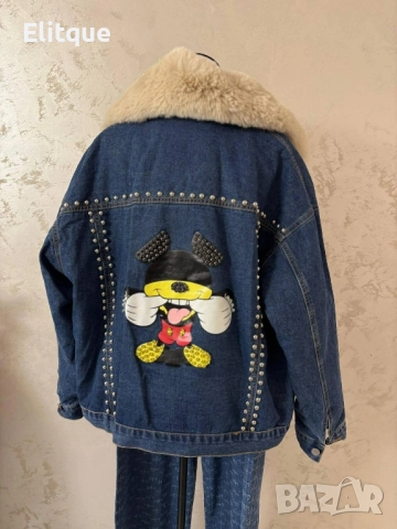 деним яке с Мики маус и пух , снимка 2 - Якета - 52504420
