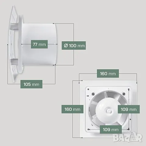 Вентилатор за баня с таймер, снимка 2 - Вентилатори - 47702462