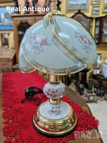 Превъзходна антикварна колекционерска английска нощна лампа порцеланова с месинг , снимка 6 - Антикварни и старинни предмети - 42152692