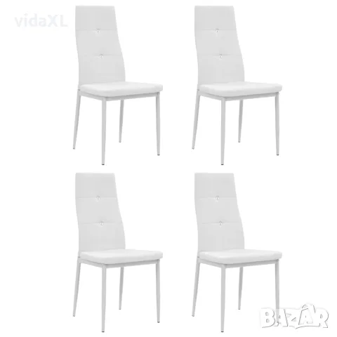 vidaXL Трапезни столове, 4 бр, бели, изкуствена кожа