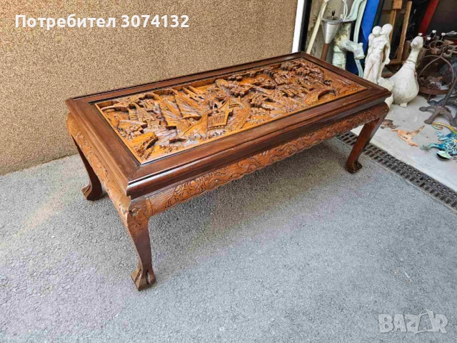 Уникална Китайска холна маса с дърворезба, снимка 6 - Маси - 51552737