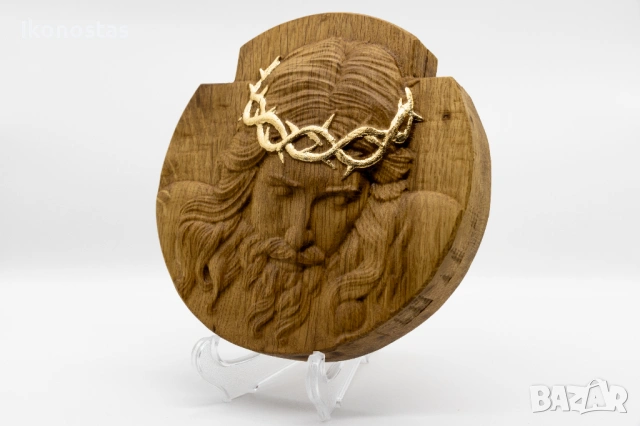 Позлатена дъбова икона „Страданията на Исус Христос“, снимка 3 - Икони - 53222856