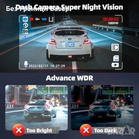 Нова 3 канална авто камера 2.5K 1080P WiFi предна задна вътрешна за кола, снимка 4 - Друга електроника - 53131929