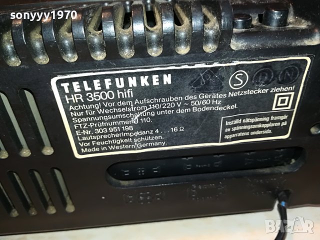 TELEFUNKEN HR3500 HIFI RECEIVER MADE IN WEST GERMANY 1503231200, снимка 12 - Ресийвъри, усилватели, смесителни пултове - 40007577
