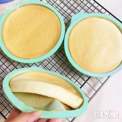 22 см Кръгла силиконова форма молд силиконов кръг печене кекс торта блат сладкиш желиран десерт, снимка 3 - Форми - 35222859