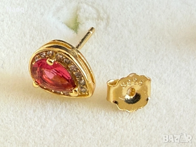 Чисто нови сребърни обеци със златно покритие, снимка 5 - Обеци - 51788257