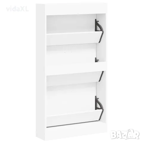 vidaXL Шкаф за обувки, бял, 59x17x108 см, инженерно дърво, снимка 6 - Шкафове - 56147118