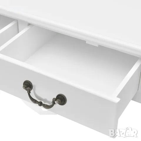 vidaXL Маса за кафе с 4 чекмеджета, бяла, снимка 6 - Маси - 56146454