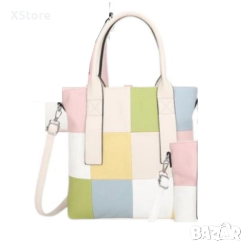 Шарена дамска чанта с разноцветна дръжка, снимка 6 - Чанти - 52584757