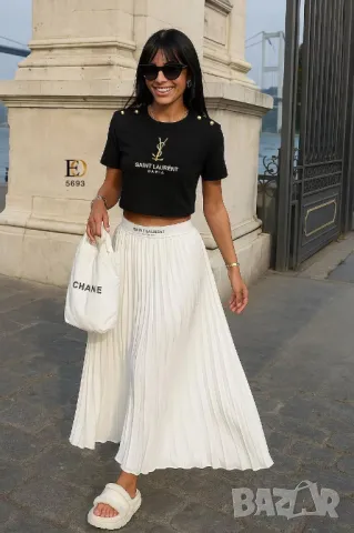 дамски комплекти ysl saint laurent тениска и дълга пола солей, снимка 2 - Комплекти - 50406080