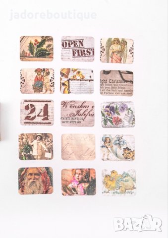 Скрапбук стикери за декорация планер винтидж Коледа пощенски марки - 15 бр /комплект , снимка 1 - Други - 38234148