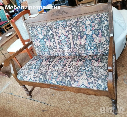Красиво канапе с   резбовани орнаменти и гобленова тапицерия, което може да внесе уют във всеки дом., снимка 5 - Дивани и мека мебел - 52226114
