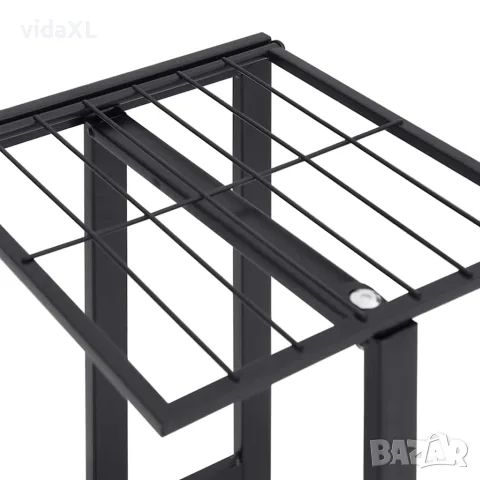 vidaXL 4-етажна стойка за цветя на колела, 44x23x80 см, черна, желязо, снимка 8 - Саксии и кашпи - 56147172