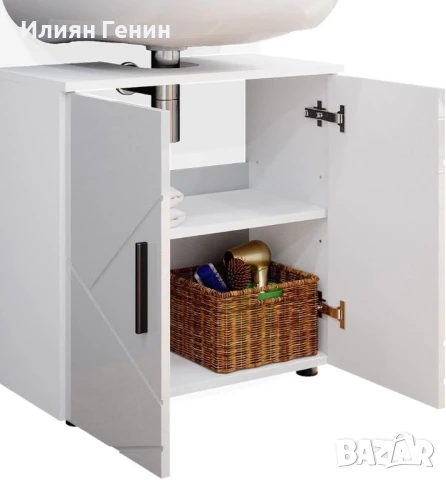 Шкаф за мивка Vicco Irma, бял гланц, 60 x 59 см , снимка 4 - Шкафове - 50556582