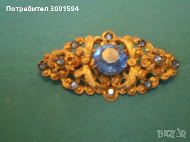 антикварна брошка  сини кристали , снимка 9 - Антикварни и старинни предмети - 37983099