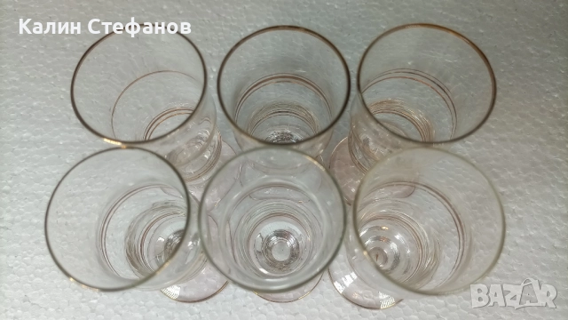 Ракиен комплект, златни кантове, столче, 50 мл, 6 бр, снимка 3 - Чаши - 51676201