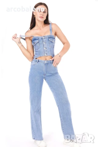 Дамски дълъг дънков гащеризон, снимка 4 - Гащеризони - 50991628