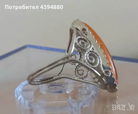 Пръстен с кехлибар , снимка 8 - Пръстени - 49423612