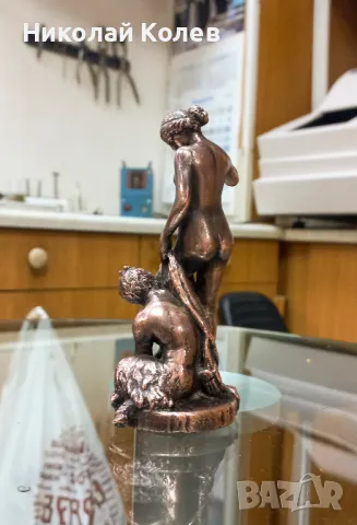 Статуетка "Сатир и нимфа". Медна галванопластика., снимка 2 - Други ценни предмети - 47785322