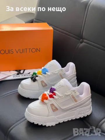 Louis Vuitton Дамски Бели Маратонки👟Дамски Спортни Обувки В Бял Цвят Луис Витон Код E384