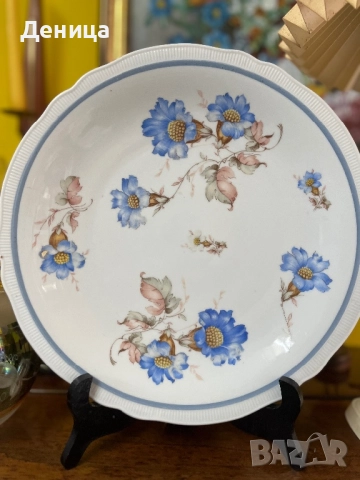 Schumann и любима декорация💙 Слонова кост, двоен син кант, а помежду им нежен релеф , снимка 11 - Сервизи - 51638056