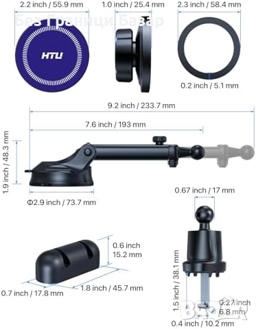 Нов стойка Магнитен държач за кола MagSafe алуминиев, стабилен, въртящ, снимка 7 - Селфи стикове, аксесоари - 52002559