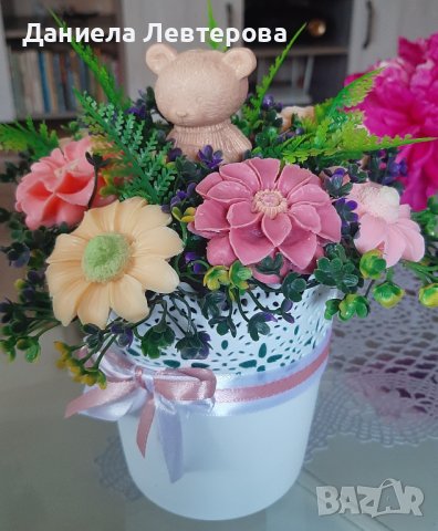 Букет от цветя от глицеринов сапун..., снимка 10 - Декорация за дома - 40805975