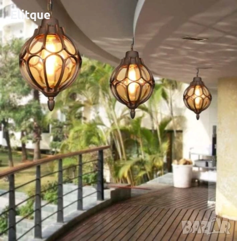 Градински Фенер Егіса  долен, горен носач, висящ с верига Е27, IP 44