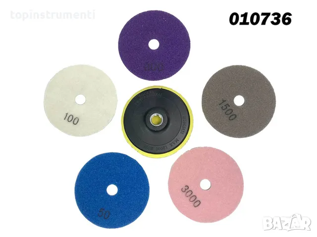 К-т диамантени шкурки за сухо шлайфане, с държач велкро M14, P50-P3000, 6 части, UNI-010736, снимка 1